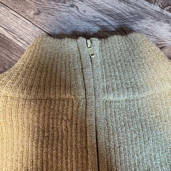 Once Again Gold Knit Sweater  Beaded Sequin Embellished Collar – Vintage Glam Lo - Picture 5 of 7